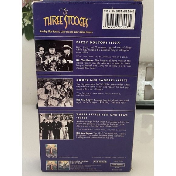 The Three Stooges Dizzy Doctors VHS Tape with 2 Other Movies 1996 Excellent Cond - Picture 9 of 16